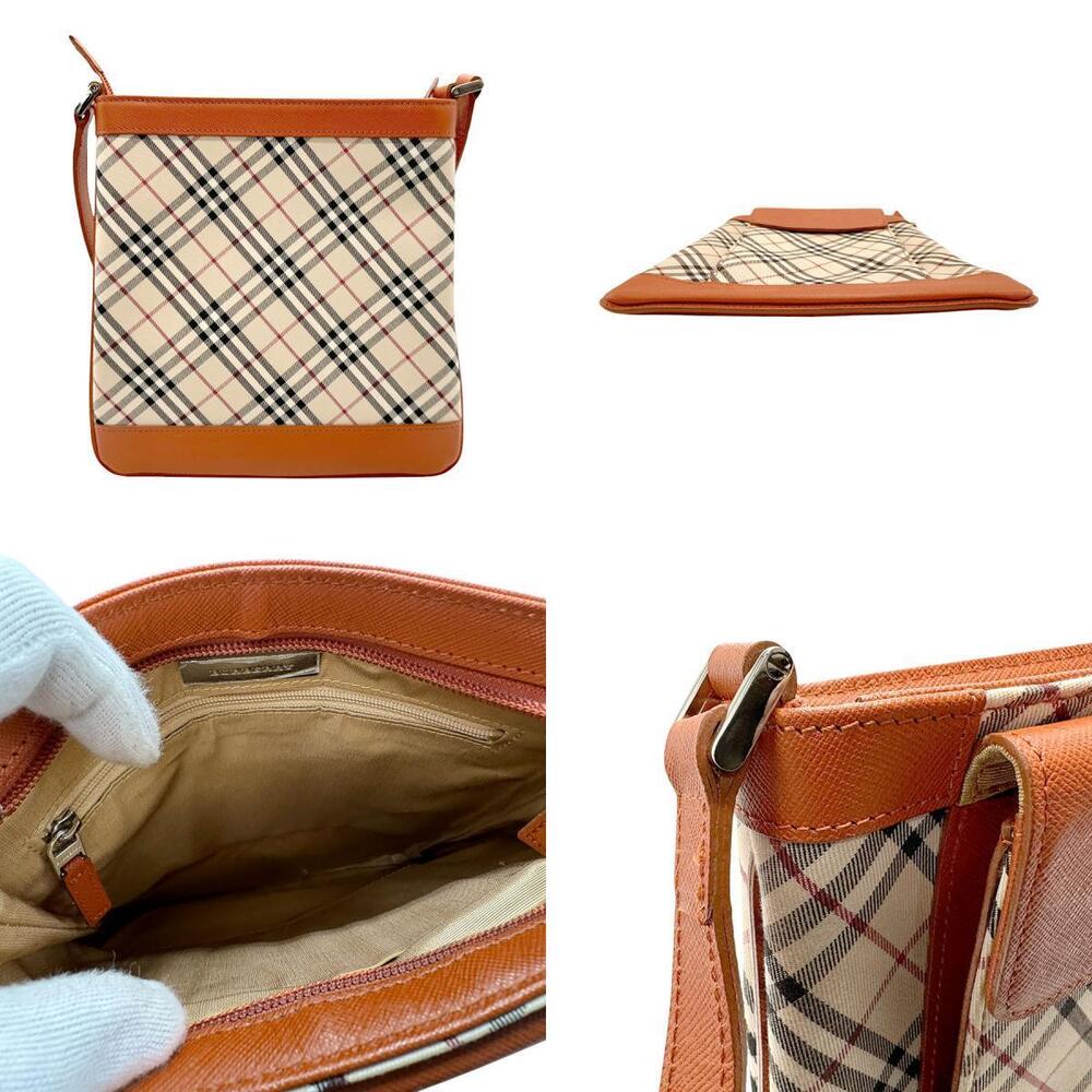 Burberry Shoulder Bag Canvas Leather Beige Tan Orange - Picture 3 of 4